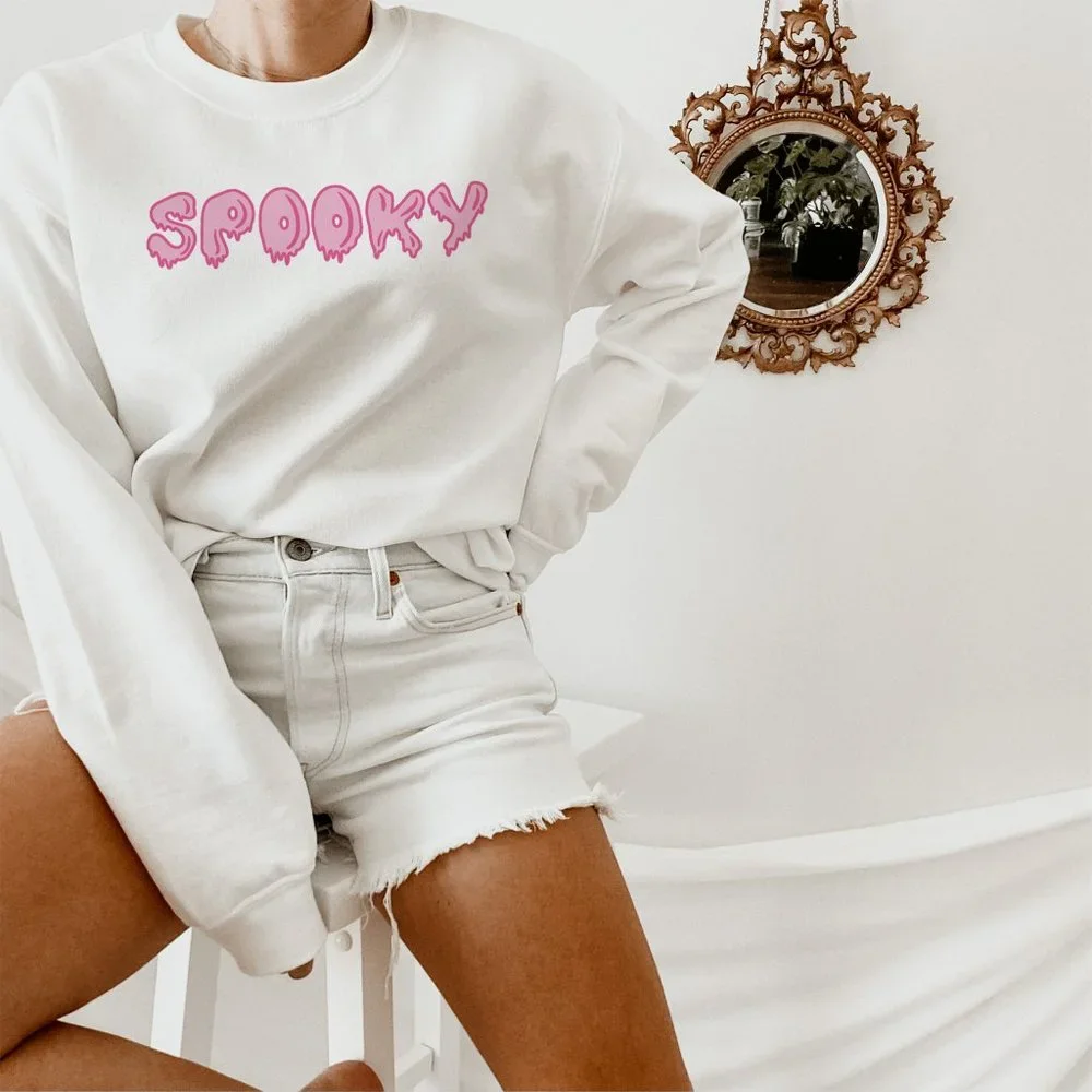 Pink Spooky Typography Halloween sweatshirt - Picture 2 of 4